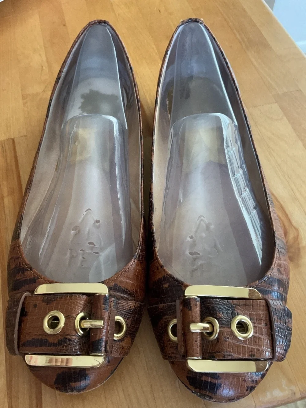 MICHAEL KORS Brown Leather Big BUKLE Woman Flat Shoes Size US 8.5